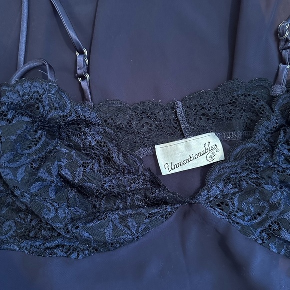 VINTAGE | Unmentionables navy lace blue babydoll intimate size o/s - Picture 3 of 4